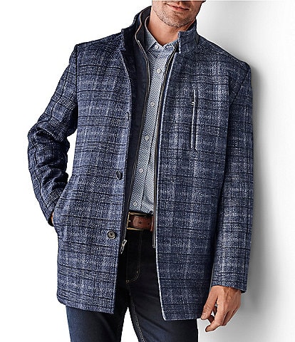 Johnston & Murphy Upton Plaid Wool Blend Car Coat