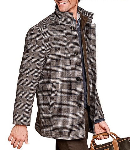 Johnston & Murphy Upton Plaid Wool Blend Car Coat