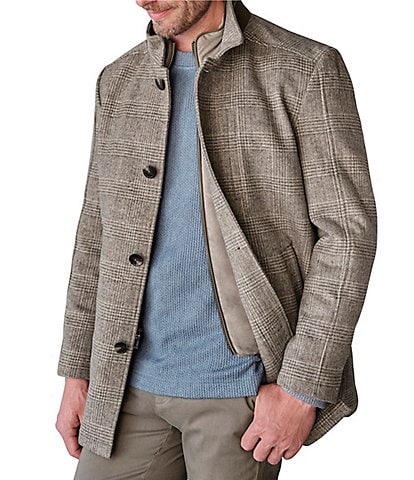 Johnston & Murphy Upton Plaid Wool Blend Car Coat