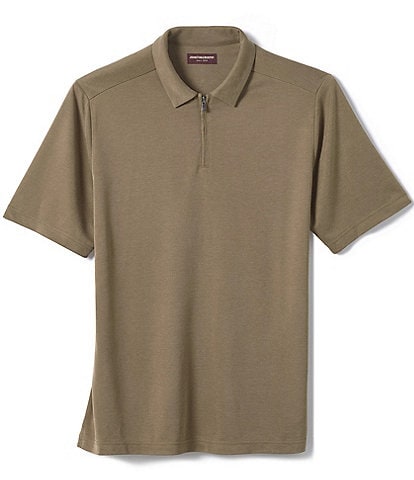 Johnston & Murphy Vintage Birdseye Quarter-Zip Short Sleeve Polo Shirt