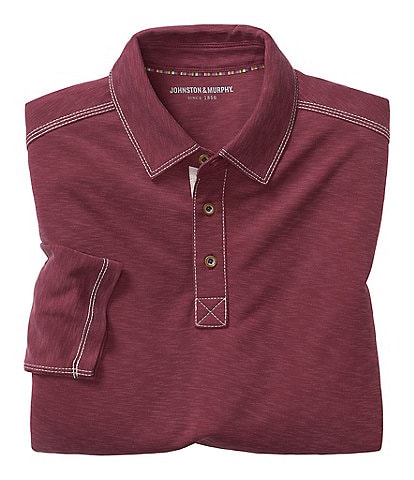 Johnston & Murphy Vintage Slub Long-Sleeve Polo Shirt