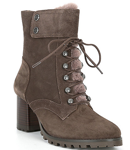 Johnston & Murphy Vivica Suede Faux Fur Cold Weather Lug Sole Booties