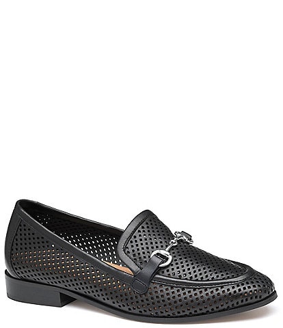 Johnston & Murphy Women's Ali Perforated Leather Bit Buckle Loafers