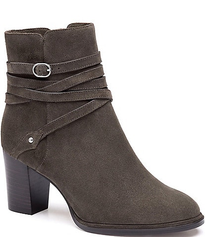 Johnston & Murphy Women's Amy Suede Belt Strap Hardware Booties
