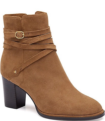 Johnston & Murphy Women's Amy Suede Belt Strap Hardware Booties