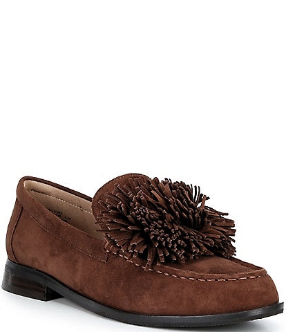 Johnston & Murphy Women's Gillian Suede Pom Pom Loafers