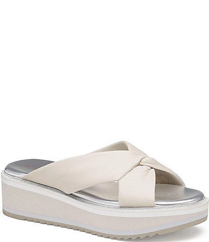 Johnston & Murphy Women's Grace Leather Platform Slide Sandals