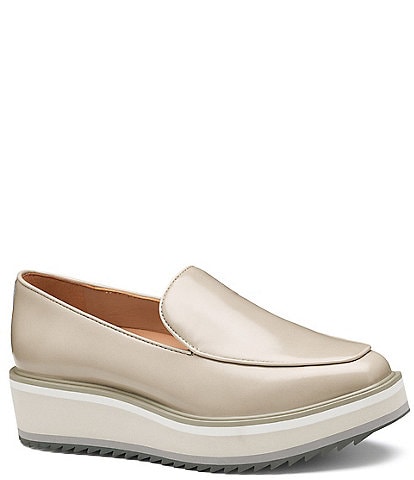 Johnston & Murphy Women's Gracelyn Leather Venetian Platform Wedge Loafers