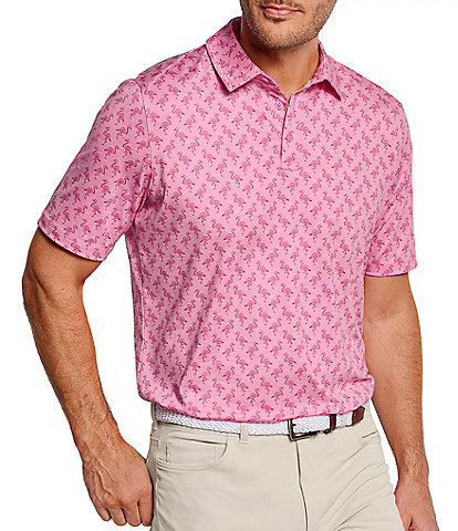 Johnston & Murphy XC4 Performance Stretch Flamingo Print Short Sleeve Polo Shirt