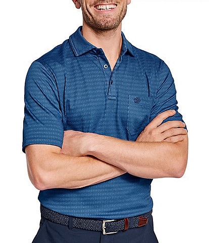 Johnston & Murphy XC4 Performance Stretch Geo Jacquard Short Sleeve Polo Shirt