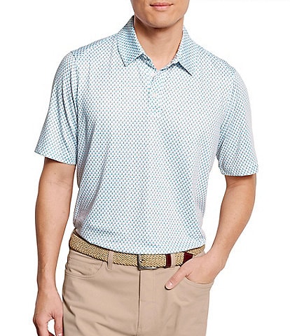 Johnston & Murphy XC4 Performance Stretch Golf Print Short Sleeve Polo Shirt