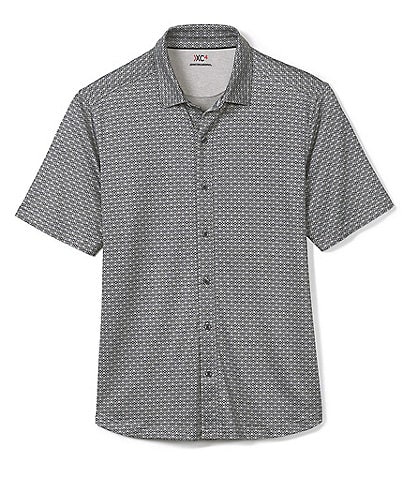 Johnston & Murphy XC4 Performance Stretch Links Print Short-Sleeve Woven Shirt