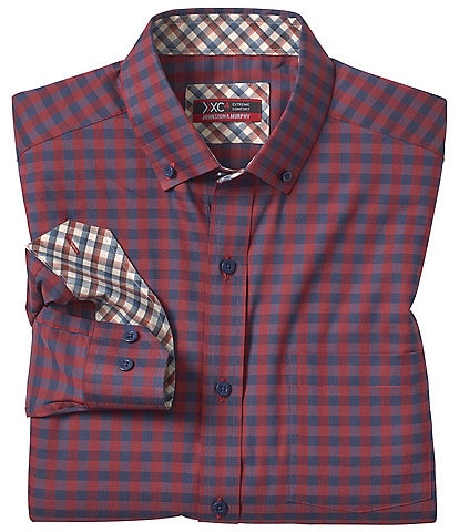 Johnston & Murphy XC4 Performance Stretch Two-Tone Gingham Long Sleeve Woven Shirt