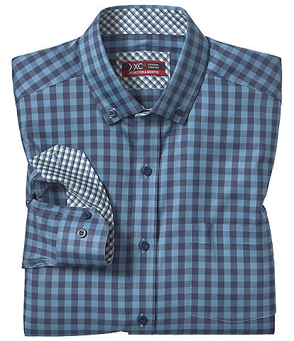 Johnston & Murphy XC4 Performance Stretch Two-Tone Gingham Long Sleeve Woven Shirt