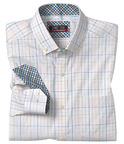 Johnston & Murphy XC4 Performance Stretch Windowpane Long Sleeve Woven Shirt