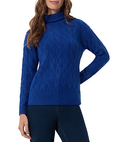 Jones New York Cable Knit Rib-Twist Turtleneck Long Sleeve Sweater