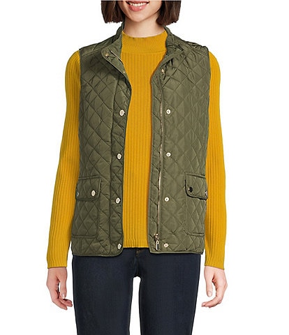 Jones New York Contrast Piping Zip Front Vest