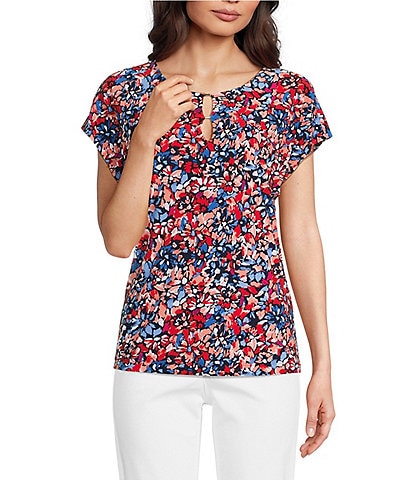 Jones New York Double Keyhole Cap Sleeve Top