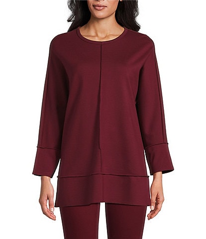 Jones New York Front Seam 3/4 Dolman Sleeve Crew Neck Top