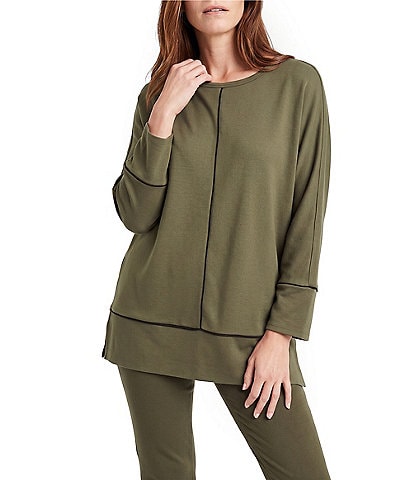 Jones New York Front Seam 3/4 Dolman Sleeve Crew Neck Top