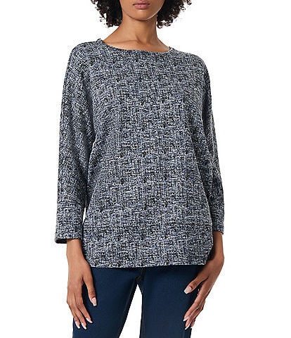 Jones New York Novelty Jacquard 3/4 Dolman Sleeve Tunic