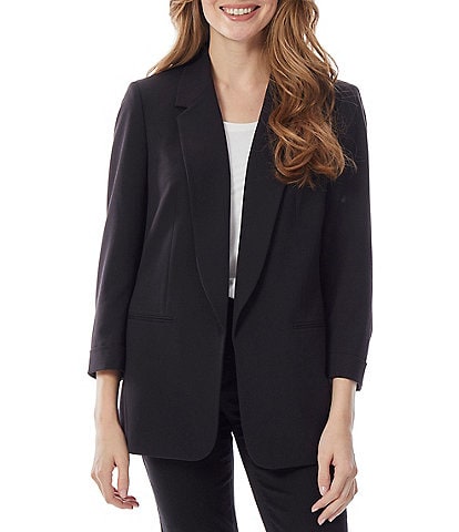 Jones New York Roll Cuff Notch Lapel 3/4 Sleeve Blazer