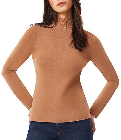 En Saison Karalie Ribbed Knit Mock Neck Sleeveless Shoulder Pad