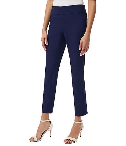 Jones New York Stretch Ankle Straight Wide Waistband Pull-On Pants