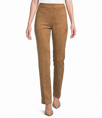 Jones New York Suede Flat Front Boot Let Full Length Pull On Scuba Pants