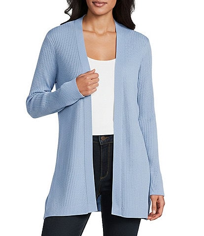 Jones New York Sutton Ribbed Knit Long Sleeve Open Front Cardigan