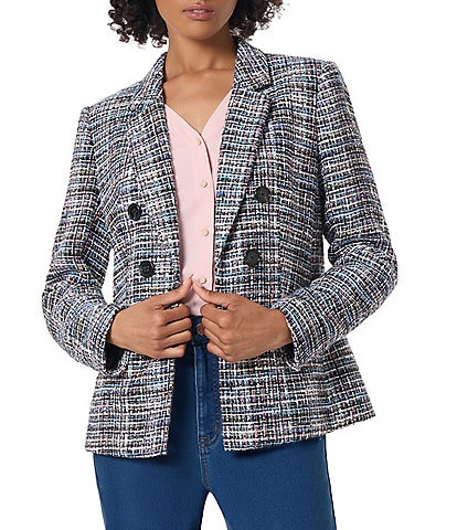 Jones New York Tweed Faux Double Breasted Blazer