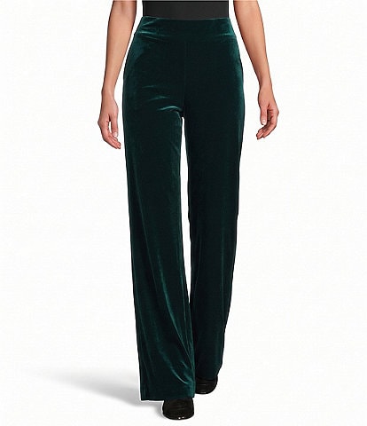 Jones New York Velvet Flat Front Straight Leg Full Length Pull-On Pants