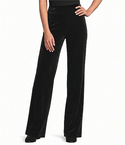 Jones New York Velvet Flat Front Straight Leg Full Length Pull-On Pants