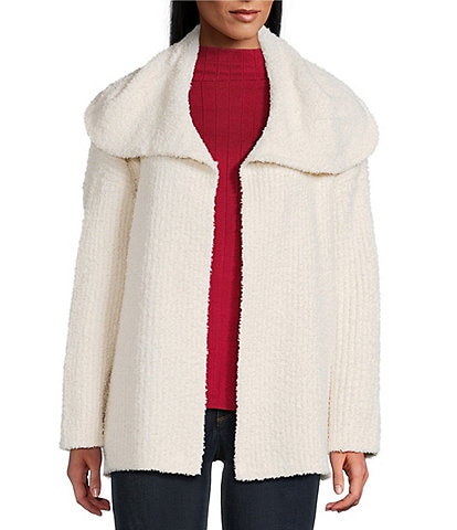 Jones New York Wide Collared Long Sleeve Open Front Cardigan