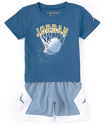 Jordan Baby Boys 12-24 Months Short Sleeve Basketball Hoop Knit T-Shirt & Solid Knit Shorts Set