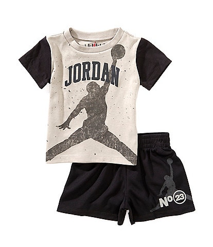 Jordan Baby Boys 12-24 Months Short-Sleeve Color Block Jumpman Graphic T-Shirt & Solid Shorts Set