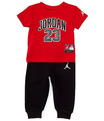 Jordan Baby Boys 12-24 Months Short Sleeve Lil Champ Allover Printed Tee & Solid Jogger Pants
