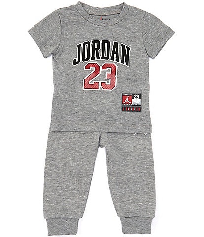 Jordan Baby Boys 12-24 Months Short Sleeve Lil Champ Allover Printed Tee & Solid Jogger Pants