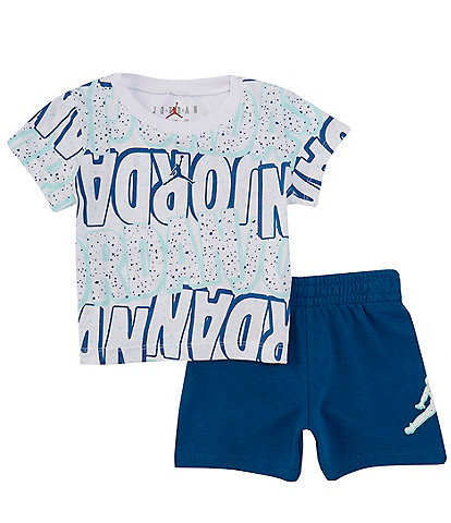 Jordan Baby Boys 12-24 Months Short-Sleeve Mixed-Media Logo T-Shirt & Solid Shorts Set