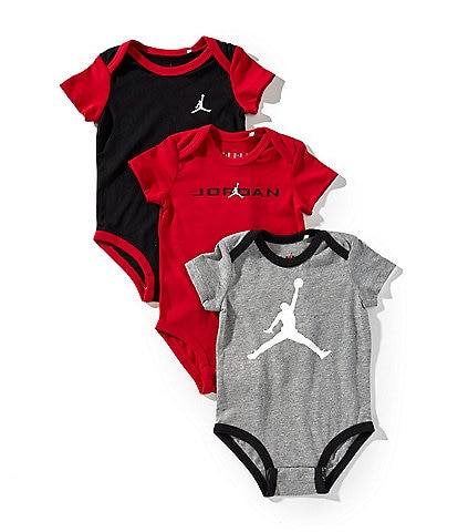 Jordan Baby Boys Newborn-9 Months Short-Sleeve Bodysuit 3-Pack