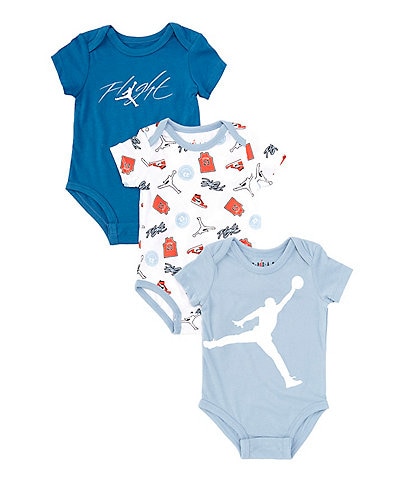 Jordan Baby Boys Newborn-9 Months Short-Sleeve Flight Patch Bodysuit 3-Pack