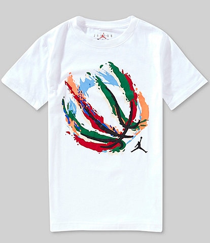 Jordan Big Boys 8-20 Short Sleeve Fire Basketball Graphic T-Shirt
