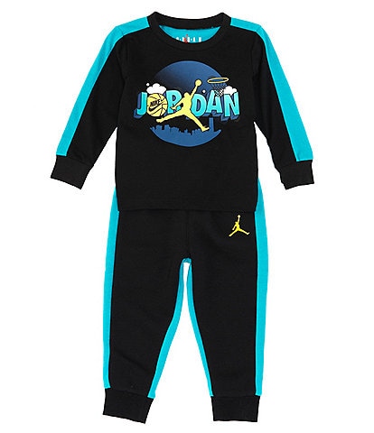 Jordan Comic Blocked Baby Boys 12-24 Months Long-Sleeve Comic Blocked Tee & Fleece Pant Set