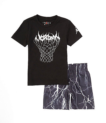 Jordan Little Boys 2T-4T Short Sleeve Sport Mesh AOP T-Shirt & Short 2-Piece Set