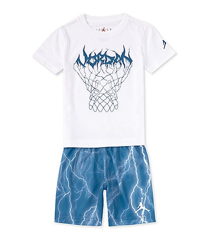 Jordan Little Boys 2T-4T Short Sleeve Sport Mesh AOP T-Shirt & Short 2-Piece Set