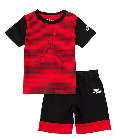 Jordan Little Boys 2T-4T Short Sleeve Stripe Shirt And Shorts Set