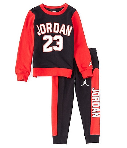 Jordan Little Boys 2T-7 Long-Sleeve Air Jordan Colorblock Fleece Crew Sweatshirt & Coordinating Jogger 2-Piece Set