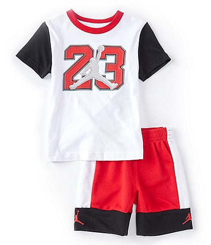 Jordan Little Boys 2T-7 Short-Sleeve 23 Box Out Colorblock Tee & Shorts 2-PIece Set