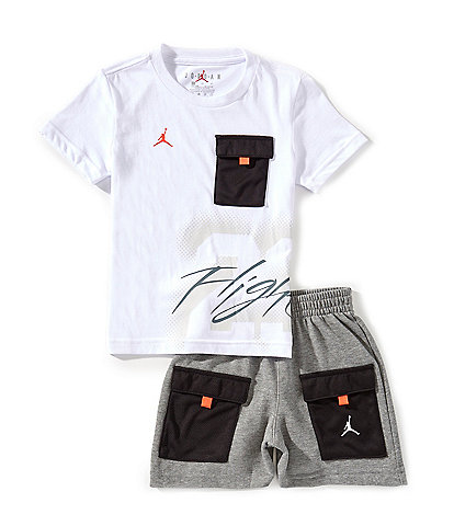 Jordan Little Boys 2T-7 Short Sleeve 23 Flight T-Shirt & Utility Shorts Set