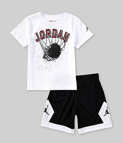 Jordan Little Boys 2T-7 Short Sleeve Hoops Stiles Mesh T-Shirt & Shorts Set